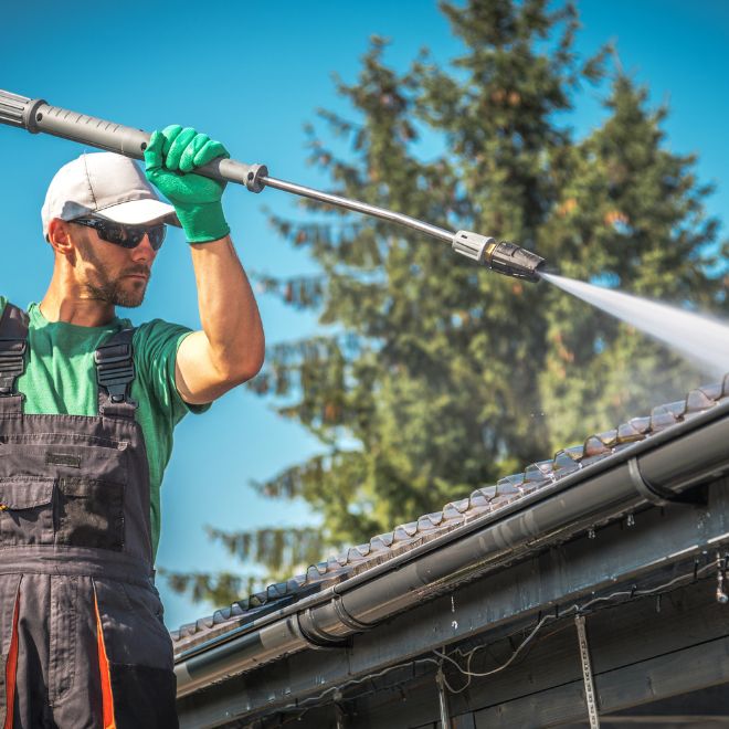 man cleaning a Roof  in Saint Johns, FL